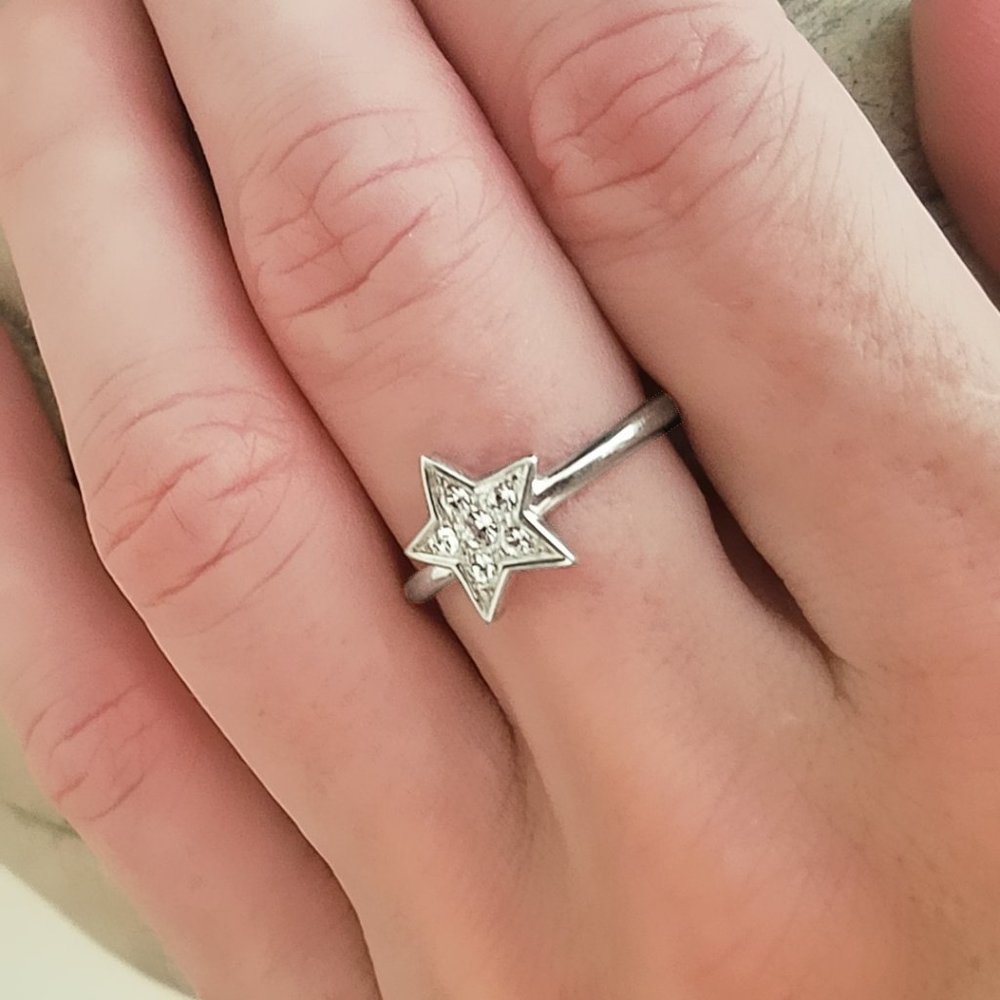 COACH Pave Sterling Silver Star Ring - Picture 6 of 7
